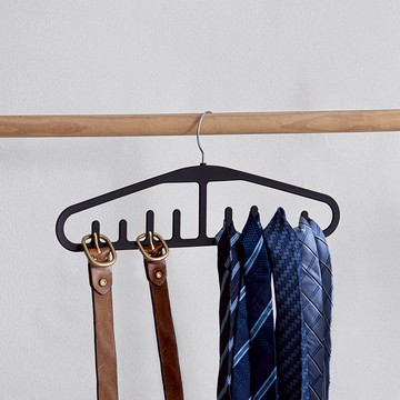 多功能掛勾衣架/背心收納掛架(8鉤)-3入-多色可選 黑