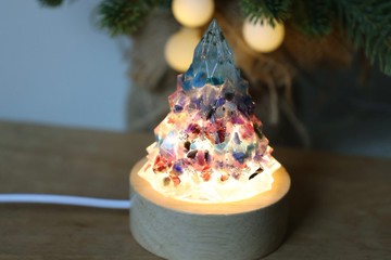 【快速出貨】2025限定/藍紫粉雪聖誕樹小夜燈-奧剛能量樹/寶石樹