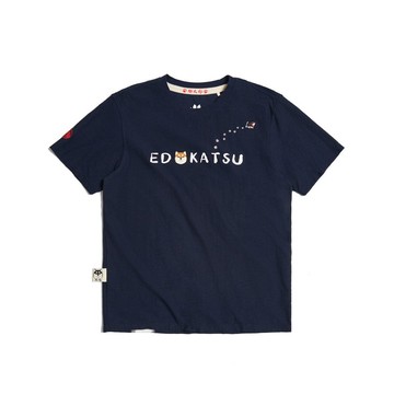 江戶勝 日系 男裝 勝太郎系列 溜搭的黑丸短袖T恤(丈青色) #上衣