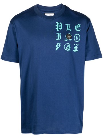Philipp Plein - Gothic Plein logo-print T-shirt - men - Cotton - XXXXL - Blue