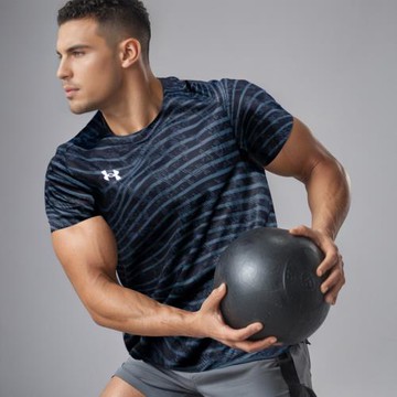 (免運)UA安德瑪短袖男寬松運動服透氣速干衣五分袖健身訓練服T恤球衣