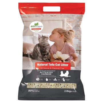 ECO Clean 天然草本輕質型豆腐貓砂 安全健康 快速吸收 結團力強 長久控味 結團處理方便  2.8kg  1袋  活性碳