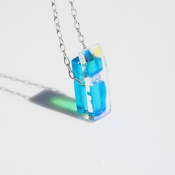 小發光玻璃（納米[海]）鍊式項鍊【可改成芳香吊墜】【棉繩，銀925可選】【定做】