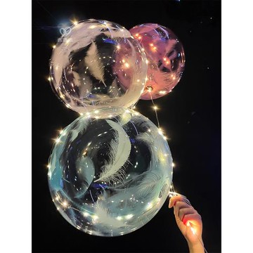 羽毛波波球 生日派對裝飾布置場景可飄空會飛的透明氣球新年跨年