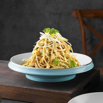 餐廳會所創意仿古高腳湯碗精致耐高溫炒菜盤子家用高級感酒店餐盤時尚餐盤 餐具組 餐碗