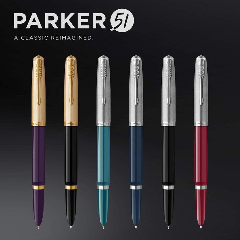 PARKER パーカー 公式 パーカー51 万年筆 F 細字 高級 ブランド ギフト ティールブルーCT コンバーター付き ペン先 ステンレ