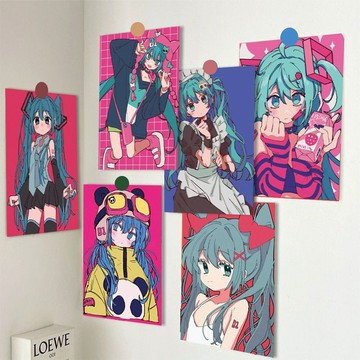✨壹灣出貨✨30張初音未來插畫風海報不重複少女心氛圍感牆貼房間開學宿舍裝飾 墻壁壁貼 自粘壁紙 3d壁貼