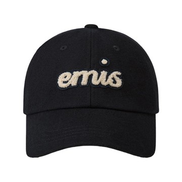 韓國 emis BOUCLE LETTERING LOGO BALL CAP 毛呢立體字母棒球帽 海軍藍NAVY