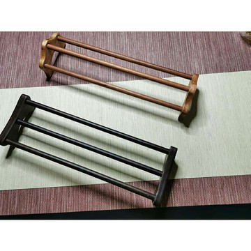 黑檀木功夫茶杯收納架單層晾杯架茶具瀝水置物架實木杯托茶道配件