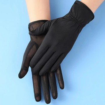 冰絲防曬觸控手套 E026 22 x 10cm 緊緊款 2入  黑色