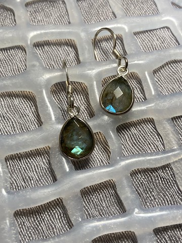 天然 拉長石 耳環 耳飾 印度製 925純銀