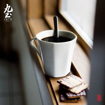九土手工八角馬克咖啡杯陶瓷咖啡杯日式馬克杯酒店咖啡杯會所商用陶瓷杯中號美式手沖咖啡杯家用水杯客製杯子情侶杯CFR0034