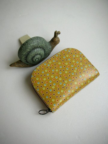 彩珠泡泡防水布-柑橘黃-短夾/錢包/零錢包/禮物