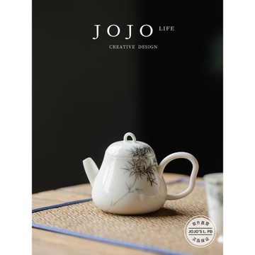 JOJO'S L. PD.prayers.茶壺山鼎手繪墨竹中式鎏銀陶瓷茶具 | 誦禱