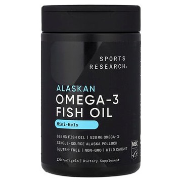 Sports Research, Omega-3 魚油，迷你凝膠，120 粒軟膠囊