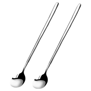 瑞典廚房 304不鏽鋼 超長長柄攪拌勺/攪拌匙/咖啡勺/冰品/湯匙/冰沙匙/攪拌棒 方柄款 32cm  2支長柄攪拌勺  不鏽鋼色  2支