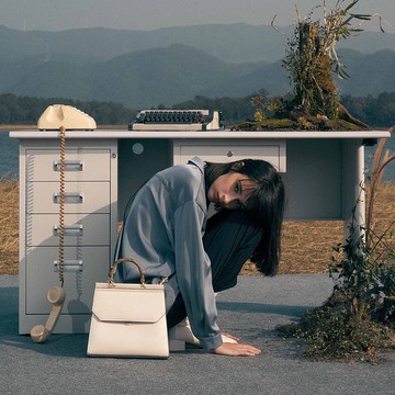 Fir Bag 素皮革木柄手提包 斜背包 側背包 米白色