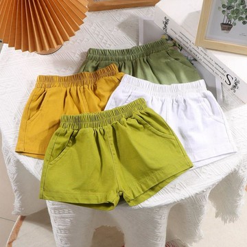 Mimo⭐兒童純色高腰夏季棉短褲男女寶寶外穿小香風寬鬆運動熱褲外穿