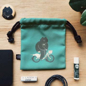 便利束口袋 - 單車黑熊