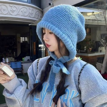 秋冬季 保暖護耳帽子 針織套頭 毛線帽子 女潮 冬天針織帽 帽子女 針織帽 包包帽 拉法帽 毛絨帽 雷鋒帽 百搭帽 顏值