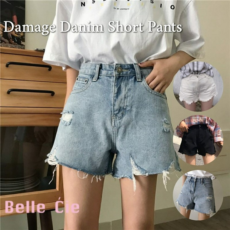 ショートパンツ ダメージ デニム レディース ショーパン ブリーチ デニムパンツ Gパン ジーパン ダメージジーンズ レディースパンツ ショート丈 かわいい おしゃれ 韓国ファッション ホワイト ブラ 通販 Lineポイント最大1 0 Get Lineショッピング