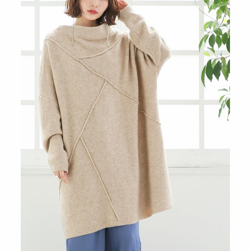 オシャレウォーカー 変形ネックチュニックワンピース レディース ベージュ フリーサイズ Osharewalker 通販 Lineポイント最大1 0 Get Lineショッピング