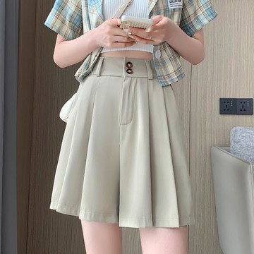 【BJ COLLECTION】日系冰絲雪紡腰圍鬆緊褲裙 BJC40047 卡其色