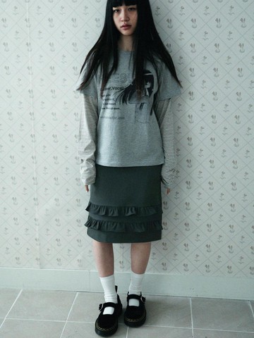 PAIR Frill Midi Skirt [Charcoal Grey]