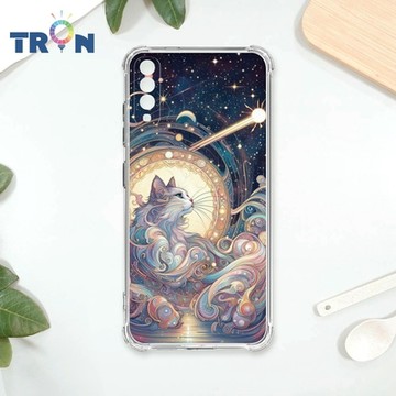 TRON 三星 A70 夏夜流星與貓系列 四角防摔 軟殼 手機殼