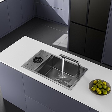 【台灣公司 可開發票】隱藏式水槽帶洗杯器304不銹鋼島臺吧臺廚房隱形迷你單槽小洗菜盆