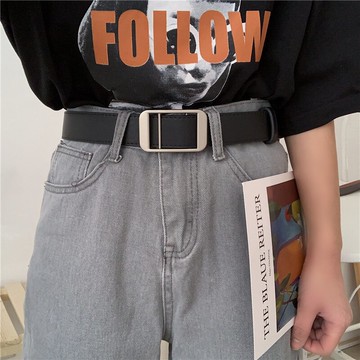 韓國無孔皮帶女牛仔褲簡約百搭學生韓版ins風時尚褲帶男不用孔潮