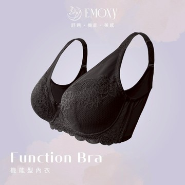 【EMESY】大罩杯 有鋼圈 機能拼接全罩涼感內衣/胸罩 E罩杯 F罩杯 / 黑色 8108