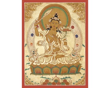 文殊菩薩唐卡 神聖冥想者 手工製作的智慧象徵