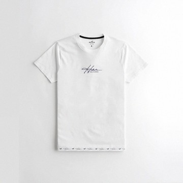 Hollister 海鷗 熱銷刺繡文字圖案短袖T恤-白色