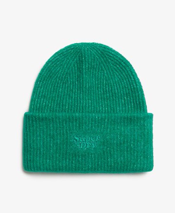 Superdry Women's Soft Rib Knit Beanie Hat Green Size: 1SIZE