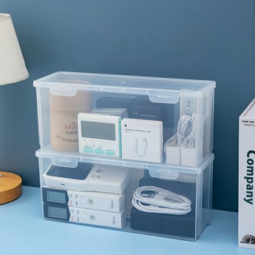 大容量充電器收納盒數據線電源線手機桌面整理神器帶蓋整理架透明