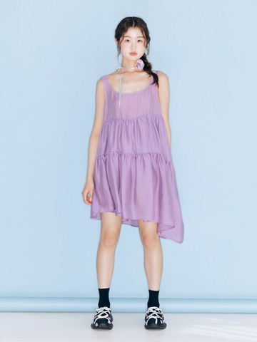 BALLOON LINE MIDI DRESS -VIOLET