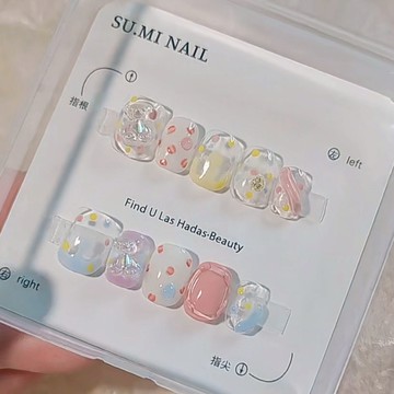🎀台灣出貨🎀 敲甜可愛小甜心小熊波點手工定制穿戴甲貼片學生貼片