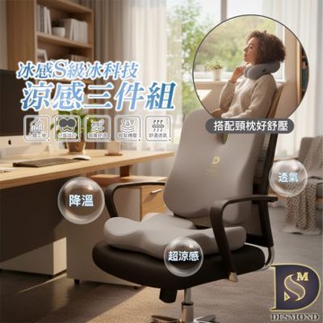 岱思夢 冰感S級記憶頸枕腰靠坐墊三件組 護頸美臀護腰 塑型釋壓 頭枕 靠墊 椅墊 腰墊
