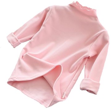 兒童磨毛德絨保暖加厚打底衫冬女童寶寶半高領長袖T恤中大童秋衣