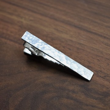 中目 鎚紋 純銀 領帶夾