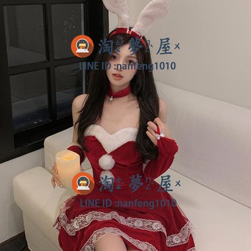 聖誕節設計感小眾聖誕節連衣裙一字肩A字裙手套女單件套裝修身顯瘦【淘夢屋】