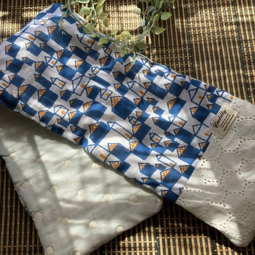 ⭐︎手作六重紗布圍巾毛巾 蕾絲 minä perhonen♡ hütte blue