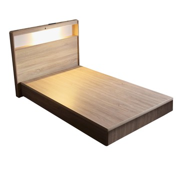 IHouse-山田 日式插座燈光房間二件組(床頭+床底)-單大3.5尺古橡