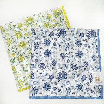 京都領巾(絲巾)-花更紗(黃/藍)