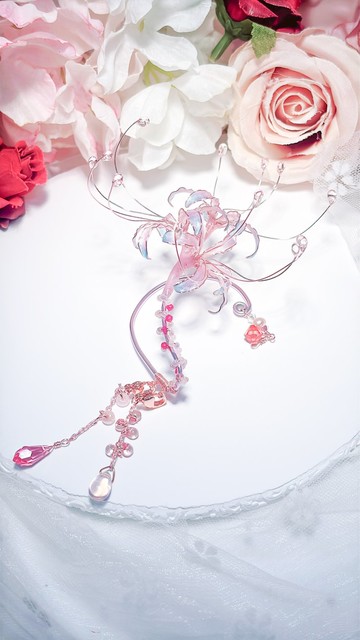 夢幻彼岸花 夢幻小精靈耳掛式耳環 串珠  耳環 樹脂耳環 樹脂