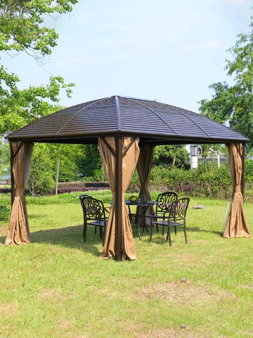 免運 可開發票 涼亭戶外庭院花園亭子 防腐木鋁合金室外院子遮陽棚 移動四角帳篷