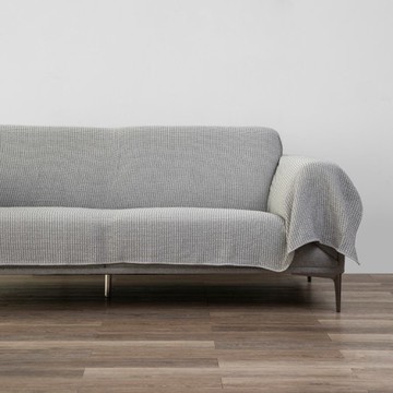 奧可利雙色針織緹花沙發鋪巾三人180x360cm 灰