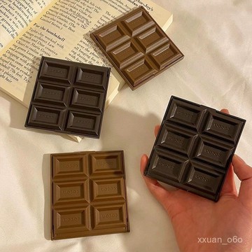 賣場新品！可愛巧克力小巧便攜折疊鏡梳妝鏡桌麵可立化妝鏡女學生隨身小鏡子