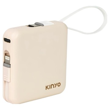 Kinyo 小方塊雙線夾心隨手充 5000mAh Type-C + Lightning 附Type-C充電線 65 x 65 x 18mm 95g  KPB-2302  米黃色